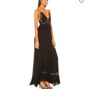 Free People | Dresses | Fp One Intimately Freenewadelle Black Lace Bralette  Slip Maxi Dress Size | Poshmark